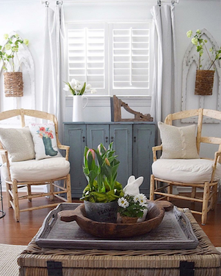 Plantation shutters in a sitting room